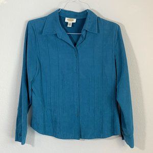 Turquoise Long Sleeve Button Down Top Petite